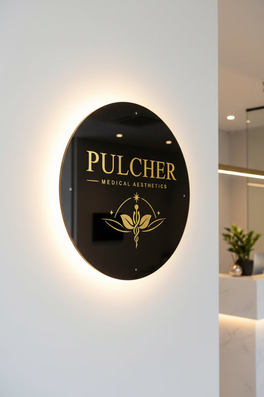 Round Business Sign With Led Light