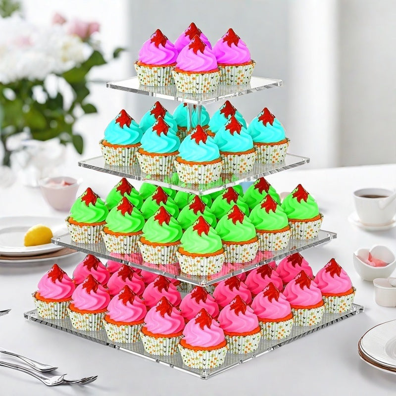 4-Tier Square Acrylic Cupcake Stand