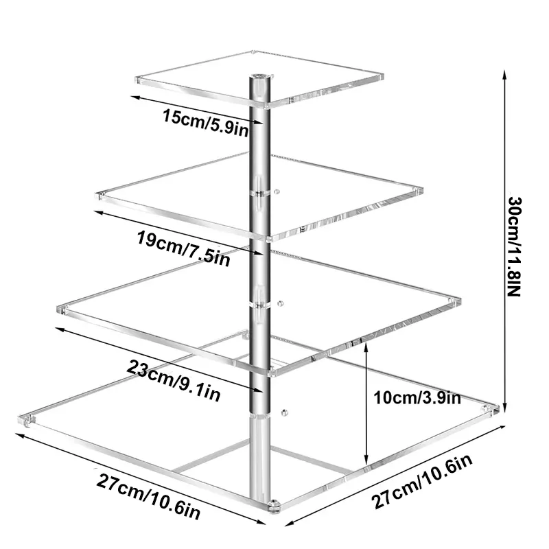 4-Tier Square Acrylic Cupcake Stand