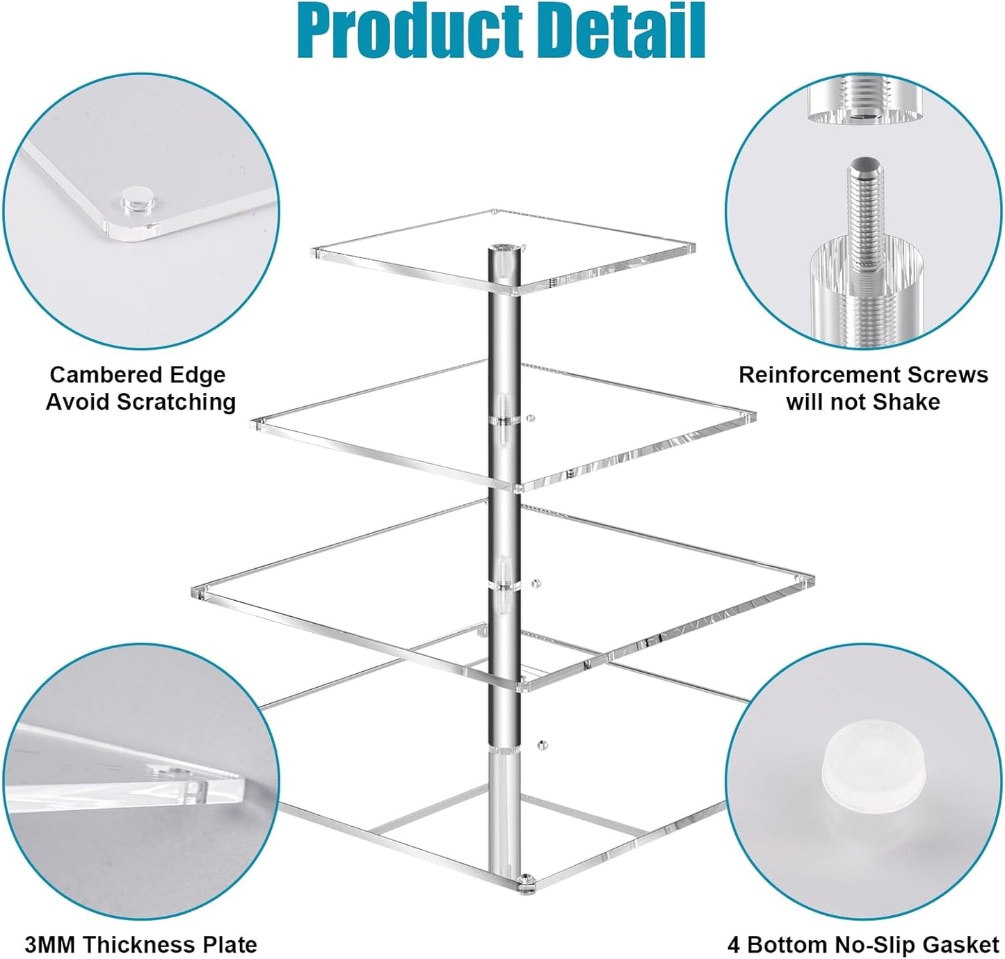 4-Tier Square Acrylic Cupcake Stand