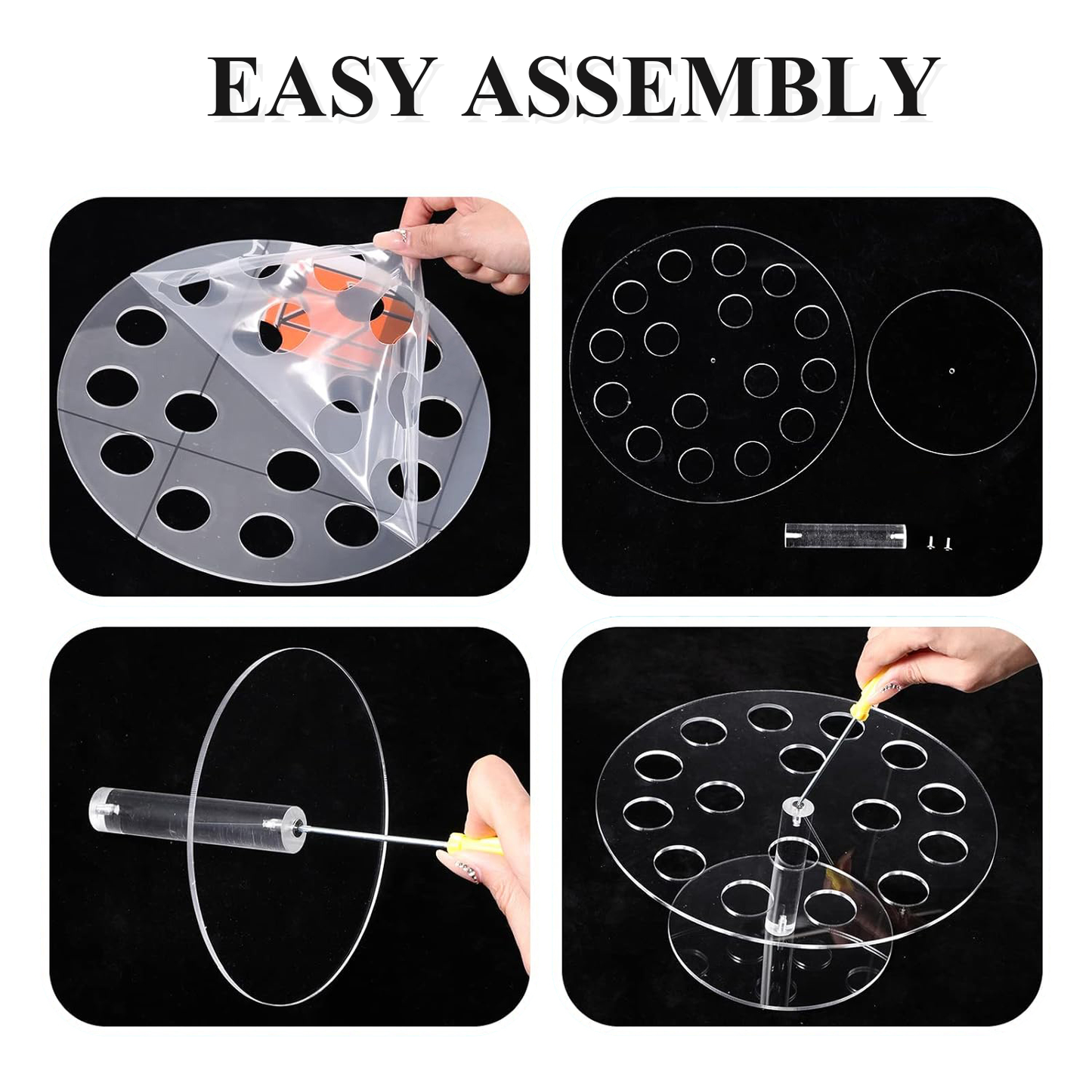 Ice Cream Cone Holder Stand - 16 Holes With Clear Acrylic