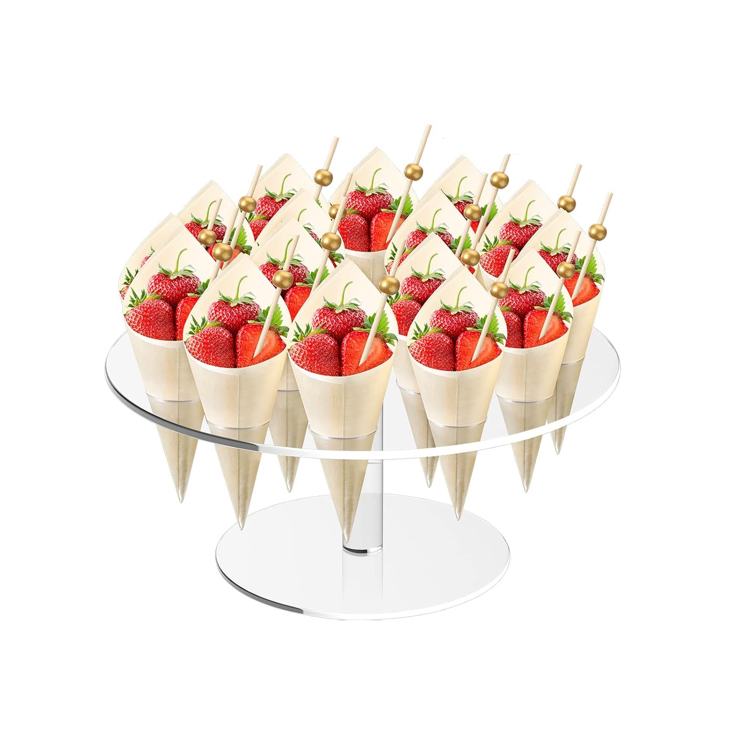 Ice Cream Cone Holder Stand - 16 Holes With Clear Acrylic