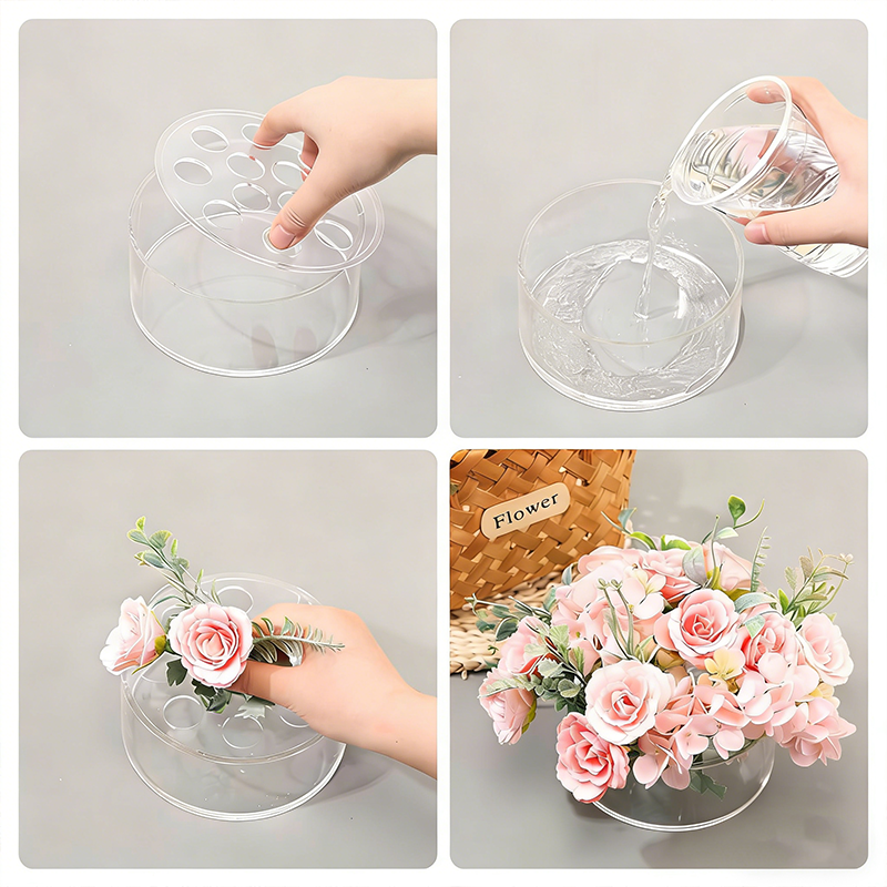 Round Acrylic Flower Vase (Pack of 4)