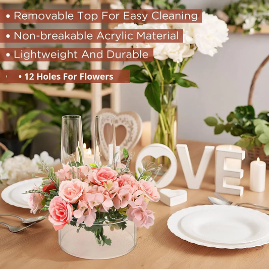 Round Acrylic Flower Vase (Pack of 4)